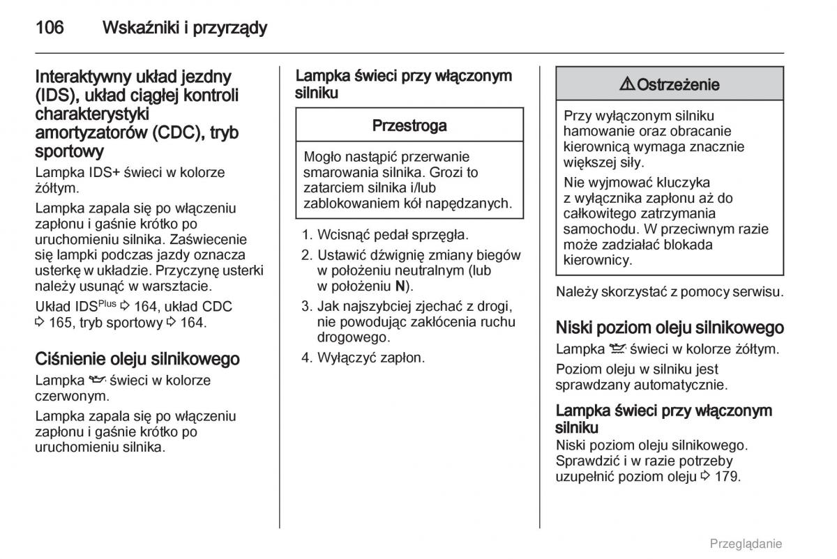 Opel Astra H III 3 instrukcja obslugi / page 106