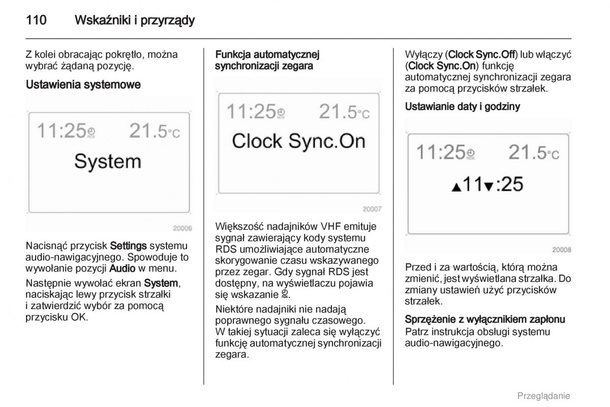 Opel Astra H III 3 instrukcja obslugi / page 110