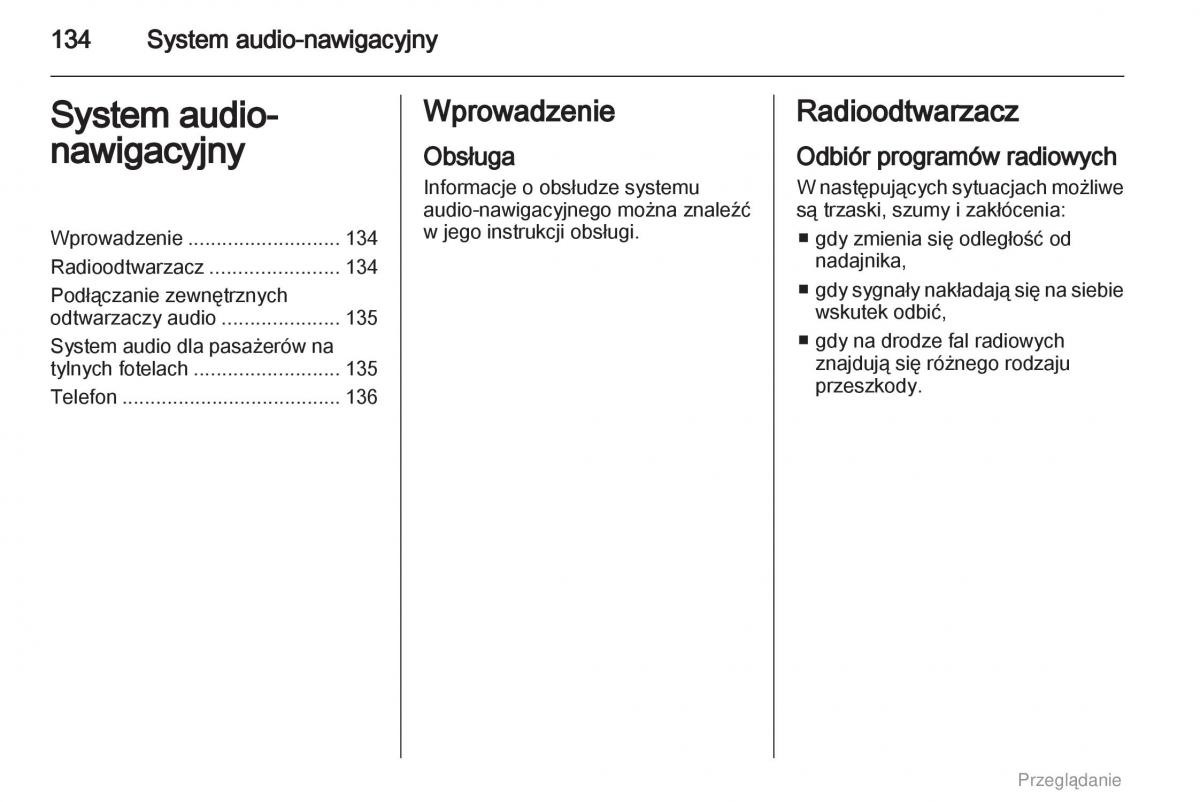 Opel Astra H III 3 instrukcja obslugi / page 134