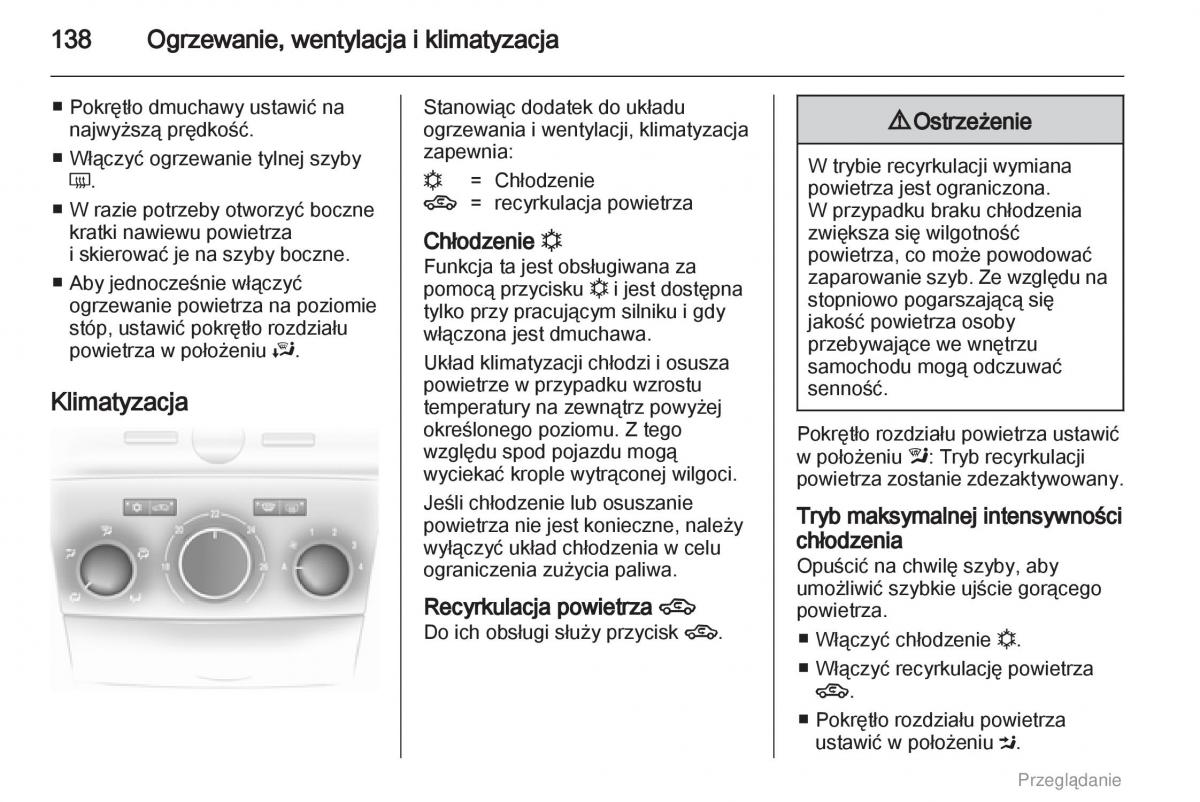 Opel Astra H III 3 instrukcja obslugi / page 138