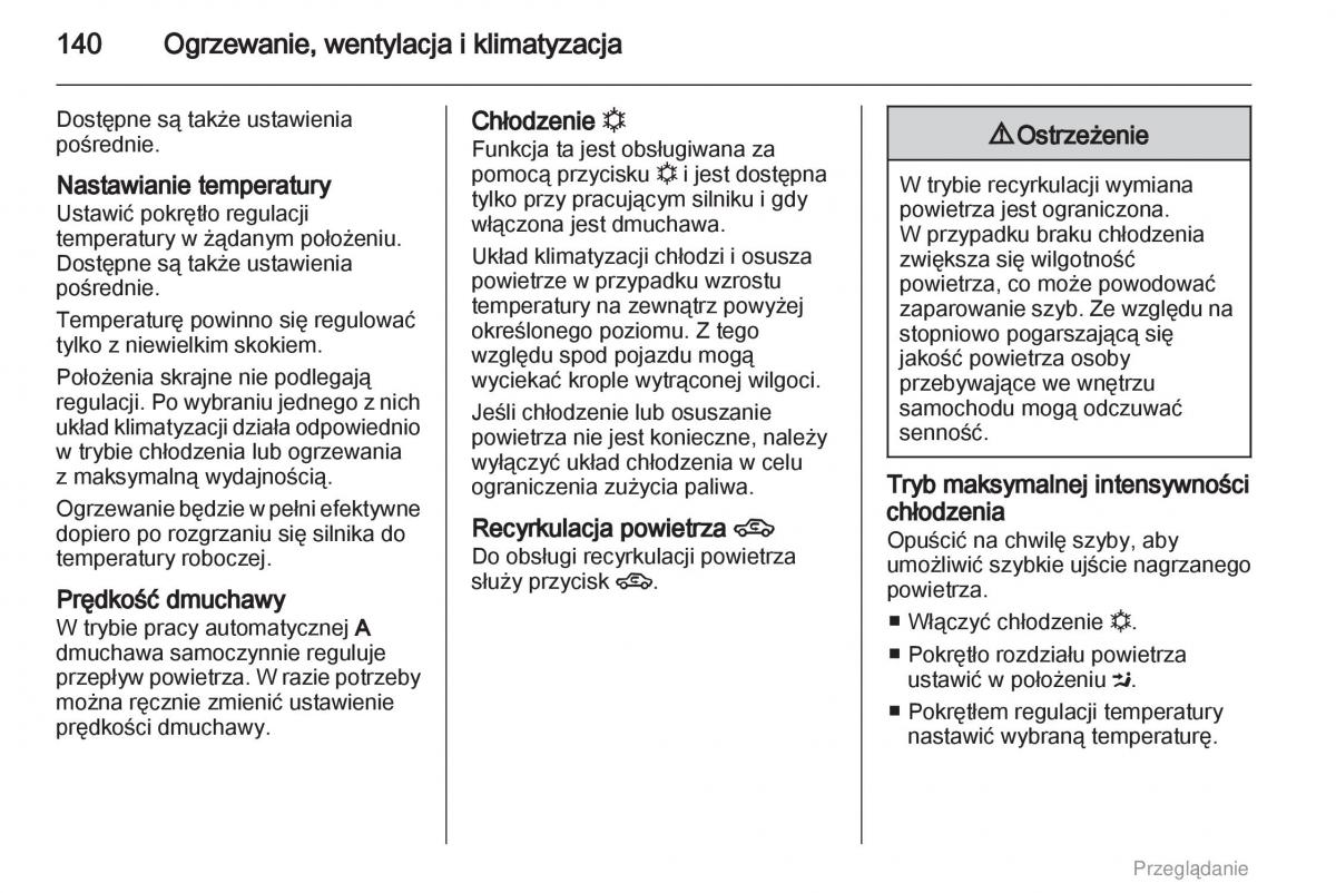 Opel Astra H III 3 instrukcja obslugi / page 140