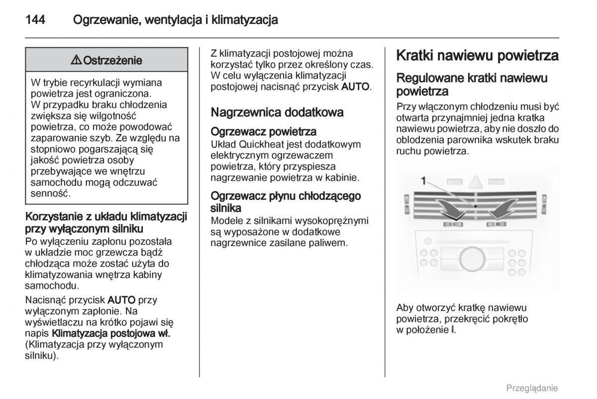 Opel Astra H III 3 instrukcja obslugi / page 144