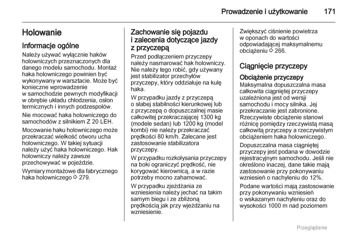 Opel Astra H III 3 instrukcja obslugi / page 171