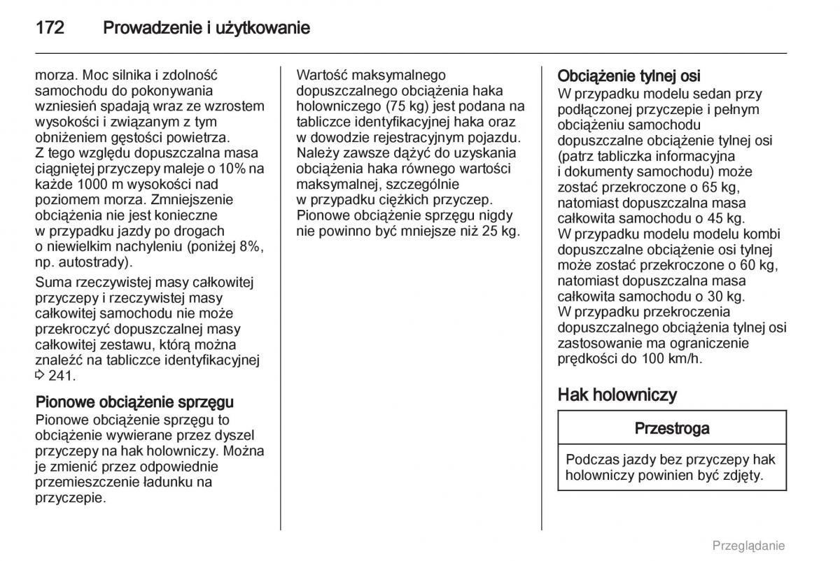 Opel Astra H III 3 instrukcja obslugi / page 172