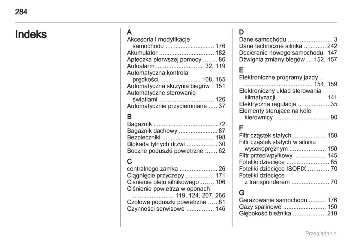 Opel Astra H III 3 instrukcja obslugi / page 284