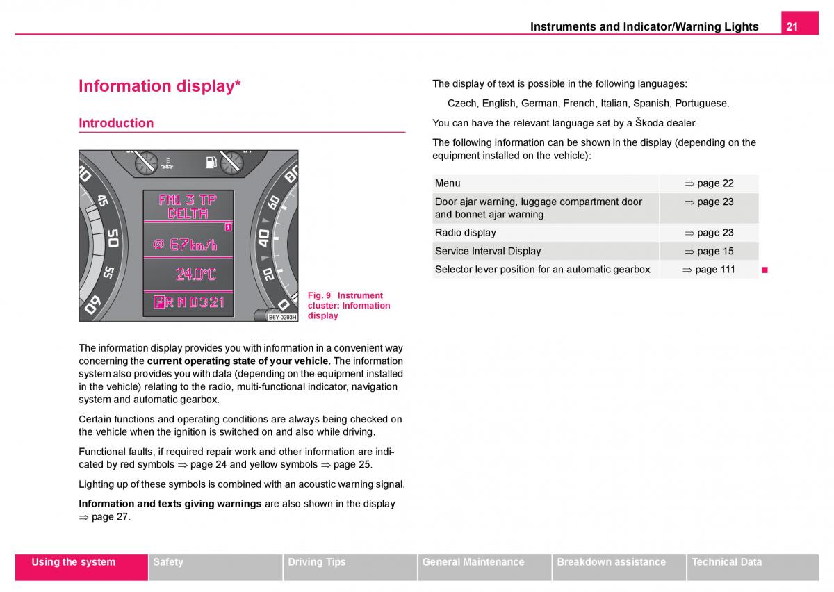 Skoda Fabia I 1 owners manual / page 22