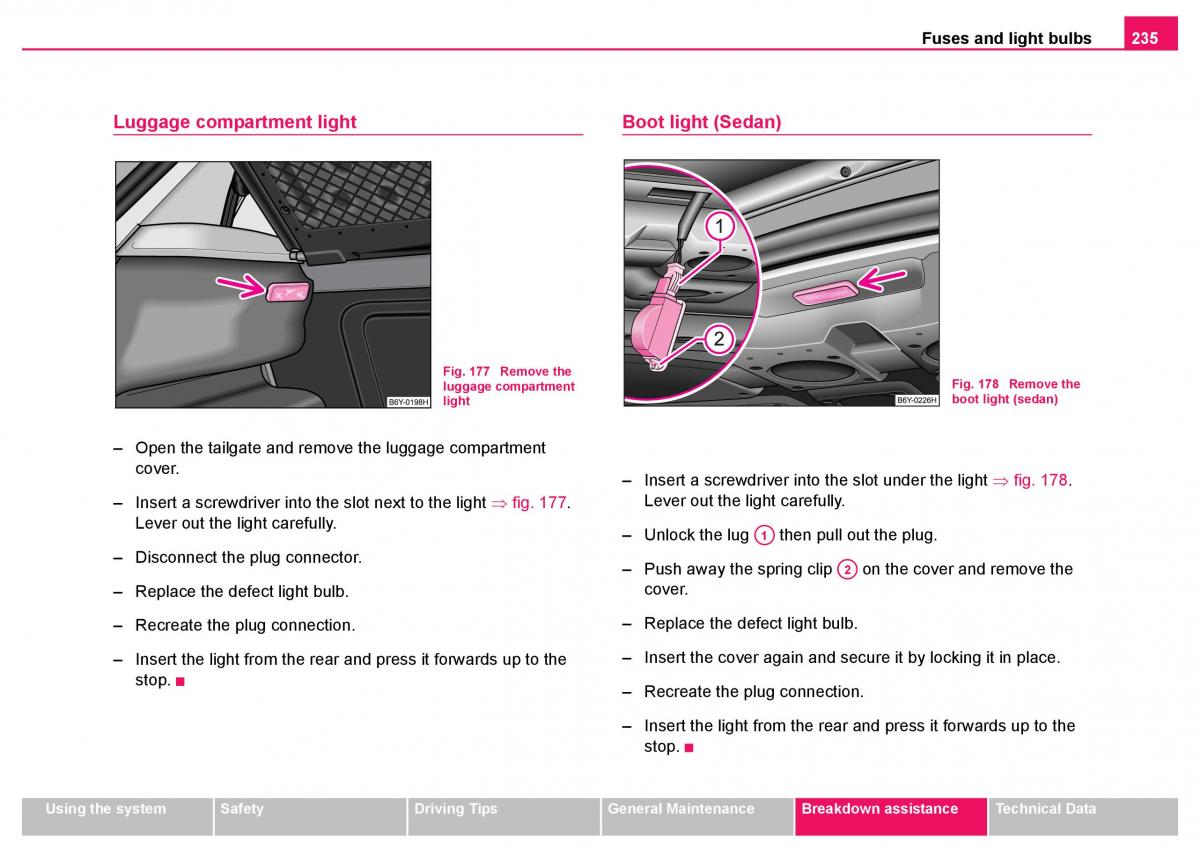 Skoda Fabia I 1 owners manual / page 236