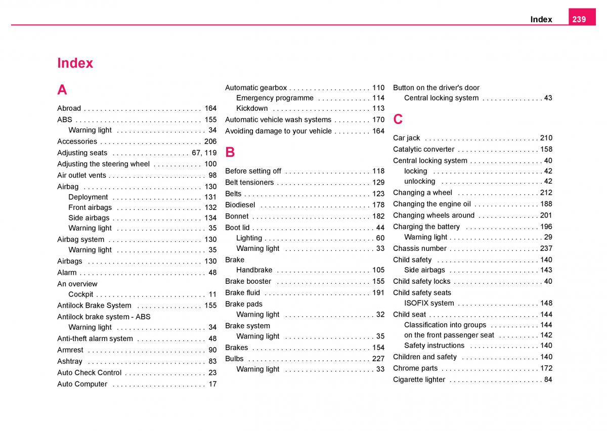 Skoda Fabia I 1 owners manual / page 240