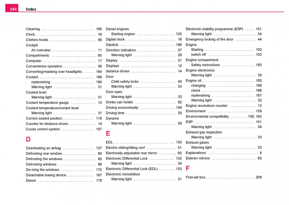 Skoda Fabia I 1 owners manual / page 241