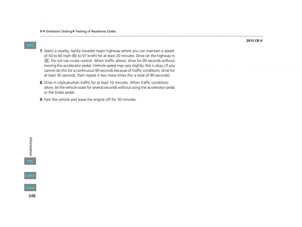 Honda CR V IV 4 owners manual / page 349