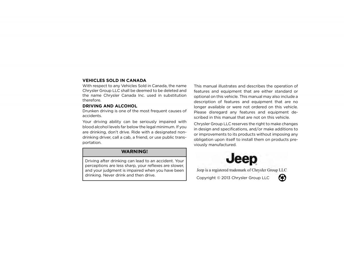 Jeep Grand Cherokee WK2 owners manual / page 2