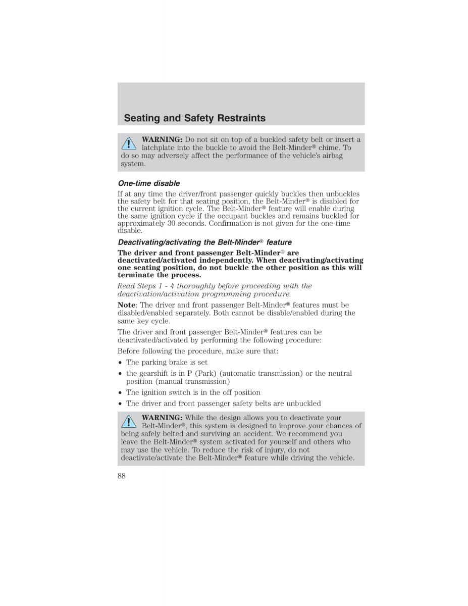 Ford Ranger Mazda B Series owners manual / page 88