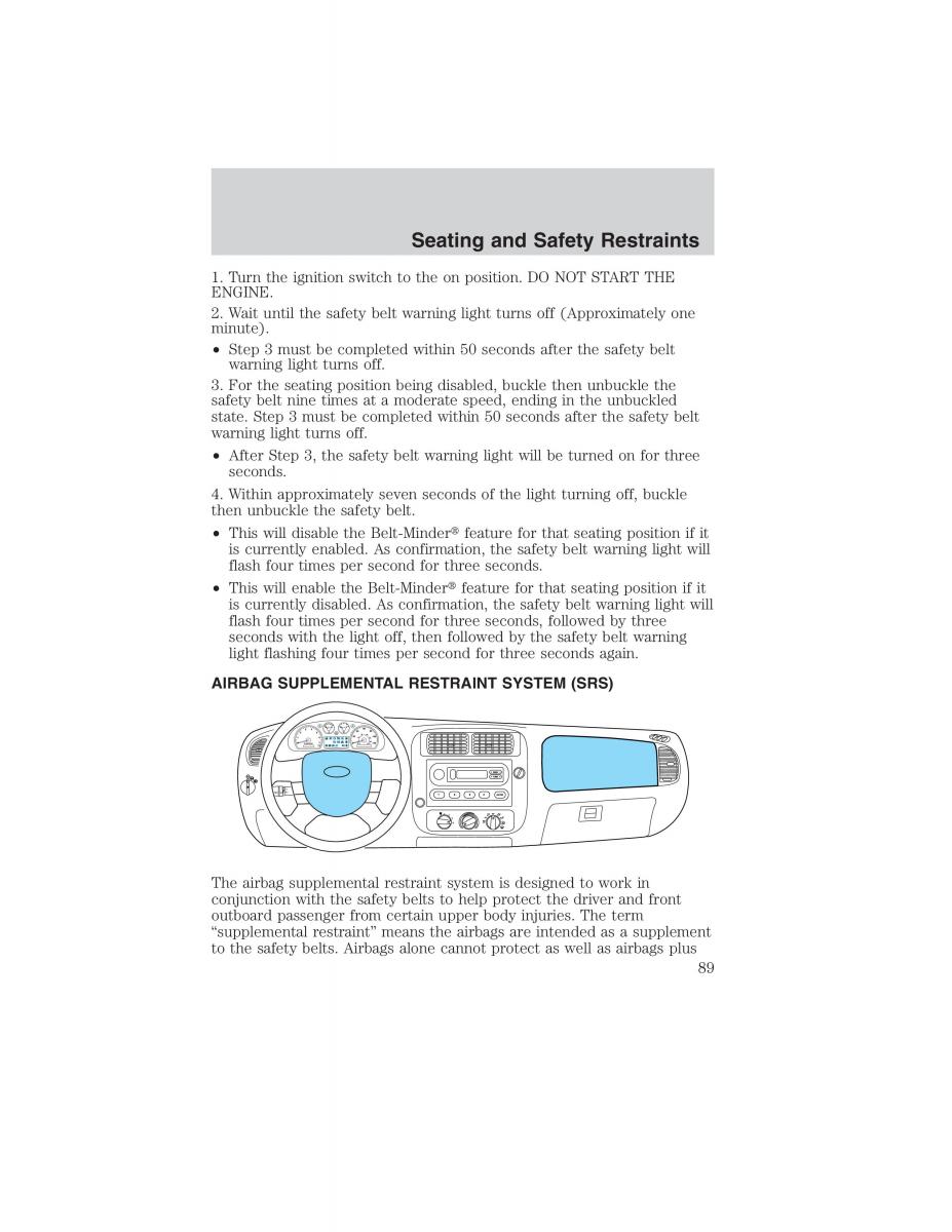 Ford Ranger Mazda B Series owners manual / page 89