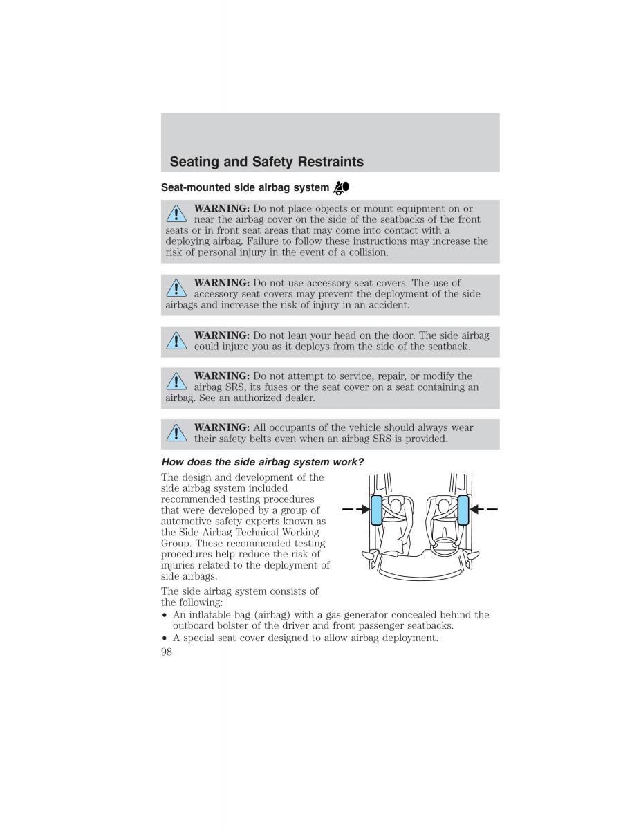 Ford Ranger Mazda B Series owners manual / page 98