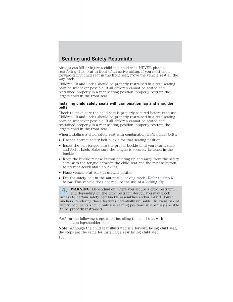 Ford Ranger Mazda B Series owners manual / page 106