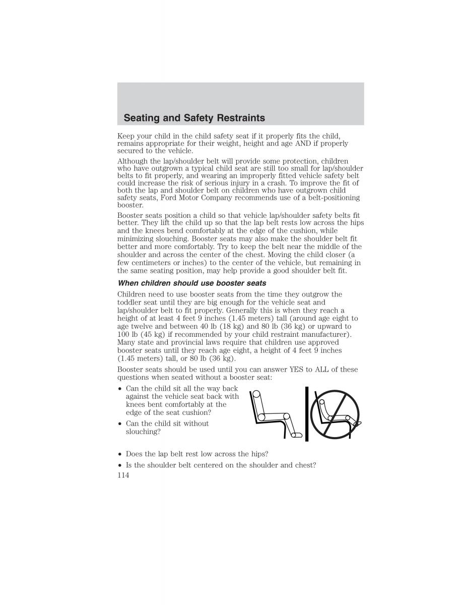 Ford Ranger Mazda B Series owners manual / page 114
