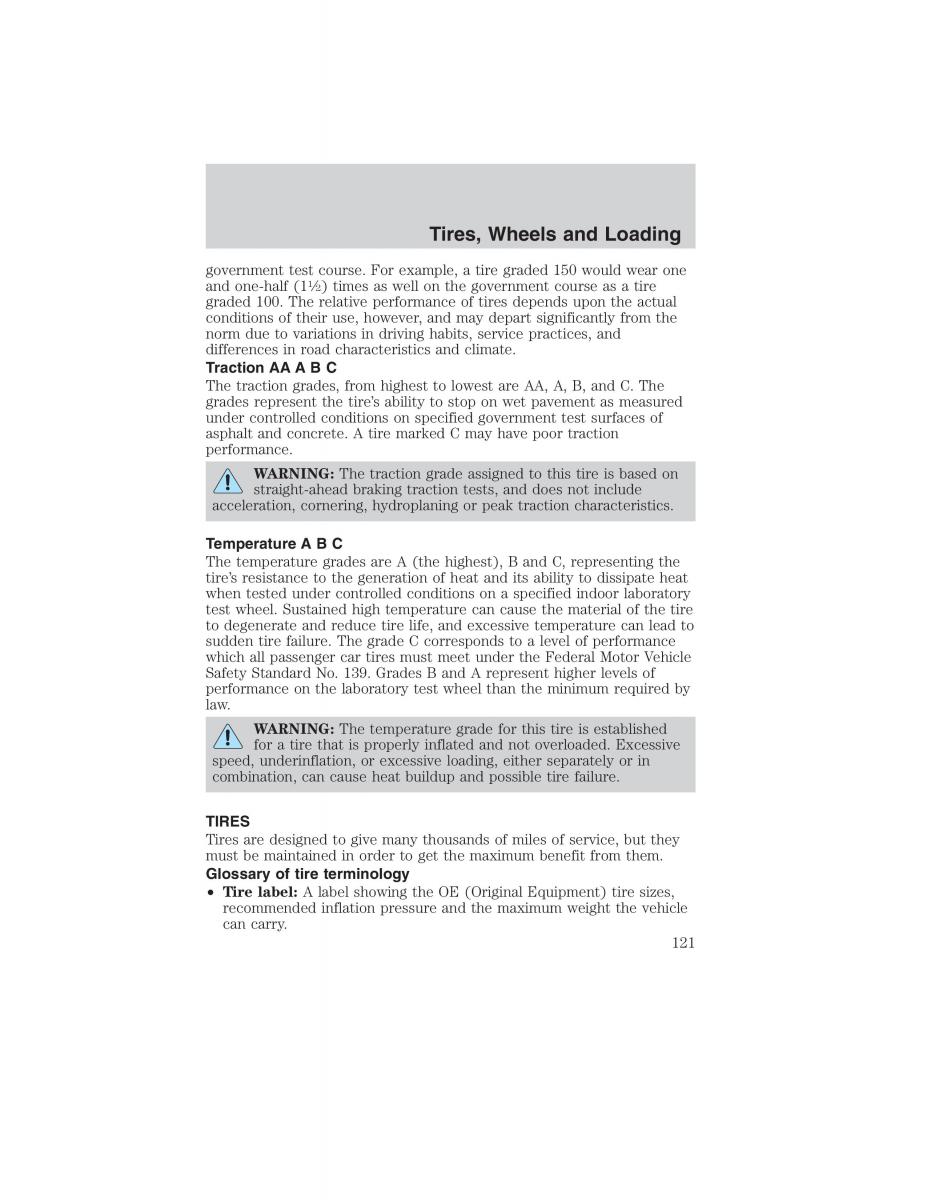 Ford Ranger Mazda B Series owners manual / page 121