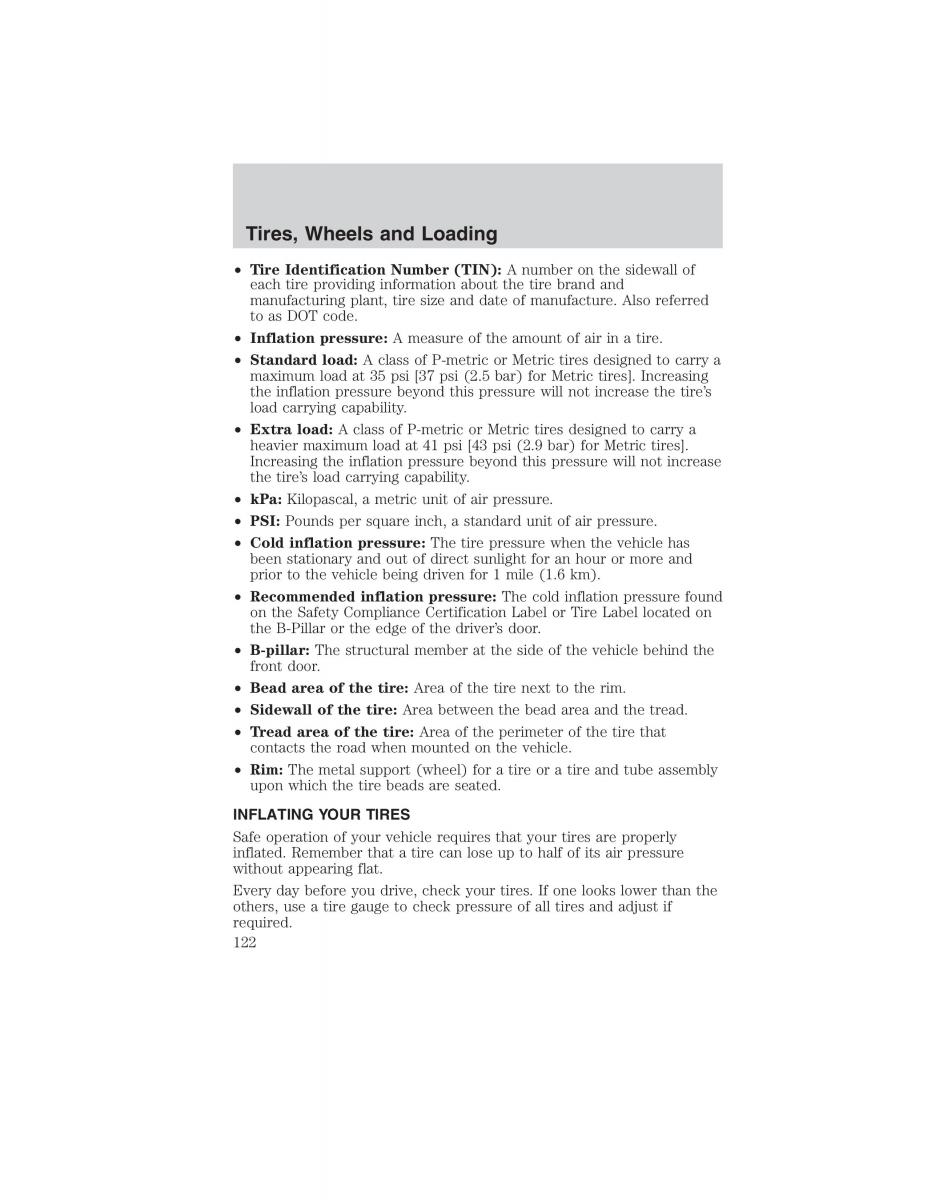 Ford Ranger Mazda B Series owners manual / page 122