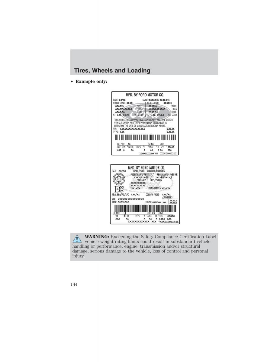 Ford Ranger Mazda B Series owners manual / page 144