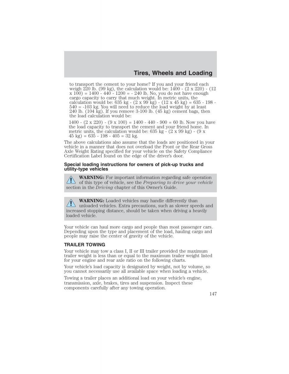 Ford Ranger Mazda B Series owners manual / page 147