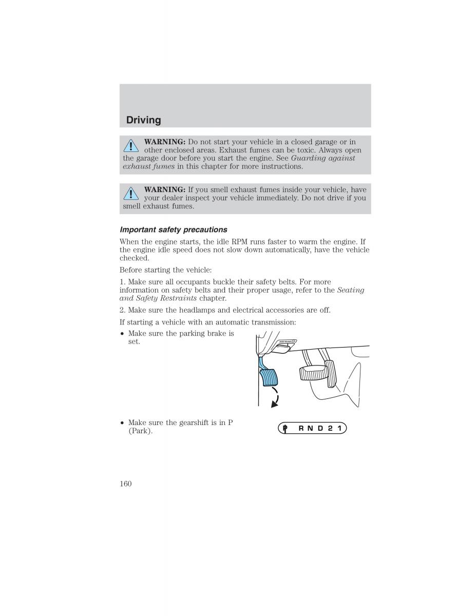 Ford Ranger Mazda B Series owners manual / page 160