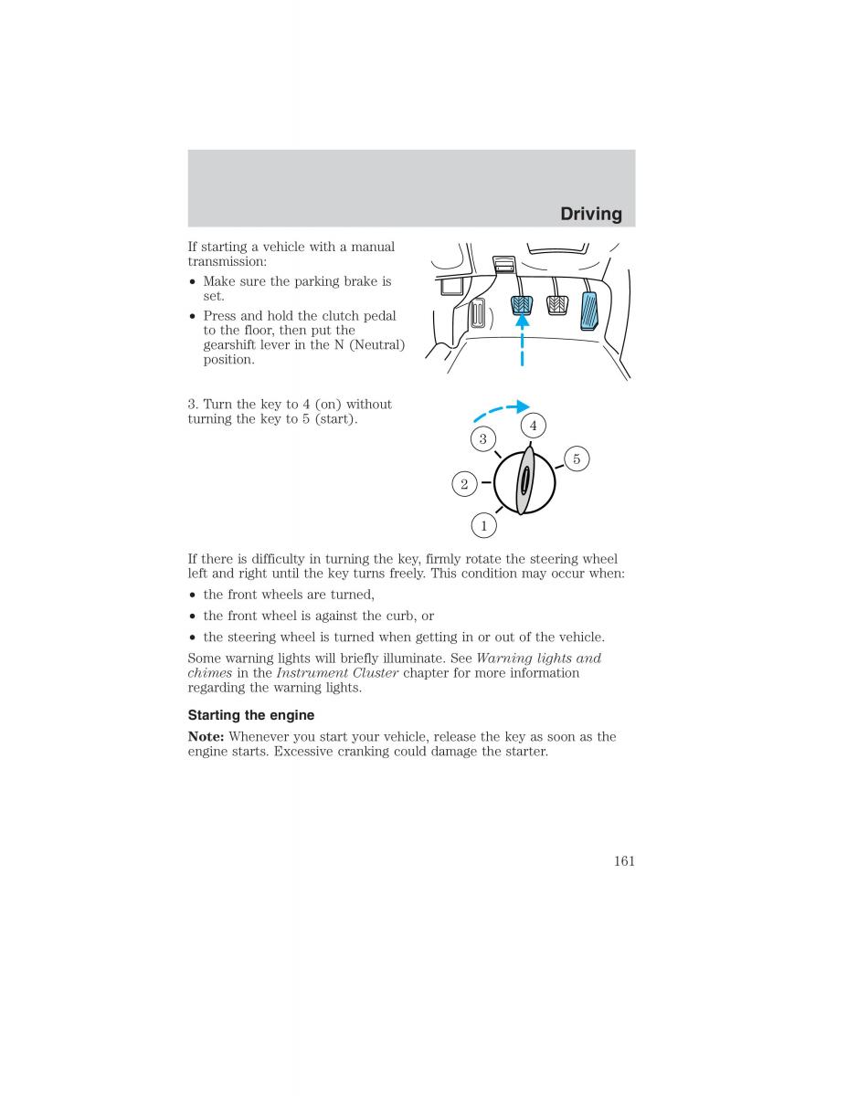 Ford Ranger Mazda B Series owners manual / page 161