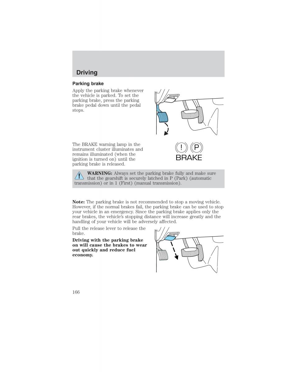 Ford Ranger Mazda B Series owners manual / page 166