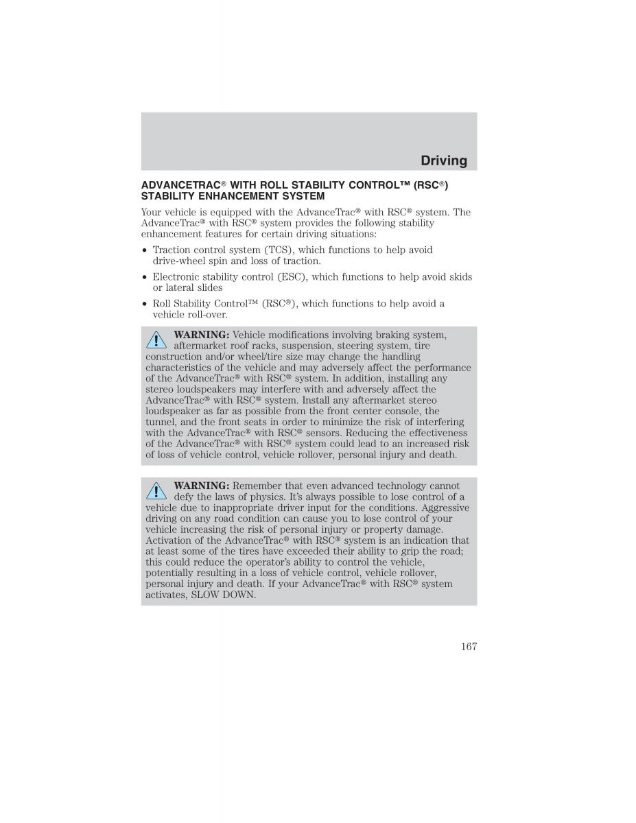 Ford Ranger Mazda B Series owners manual / page 167