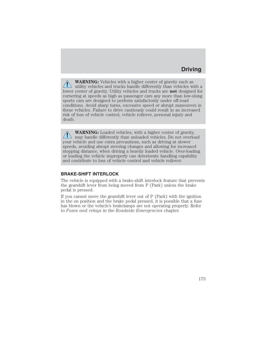 Ford Ranger Mazda B Series owners manual / page 173
