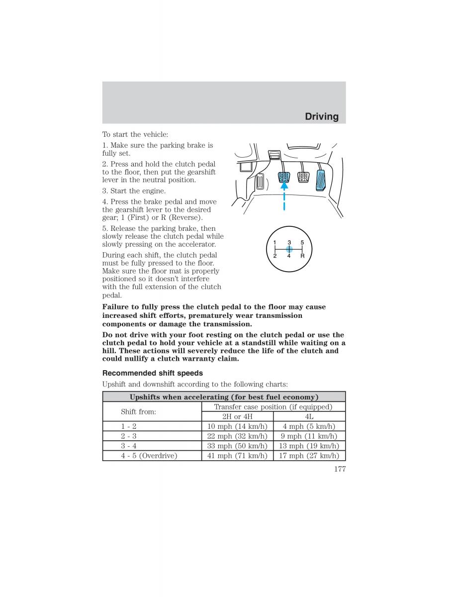 Ford Ranger Mazda B Series owners manual / page 177