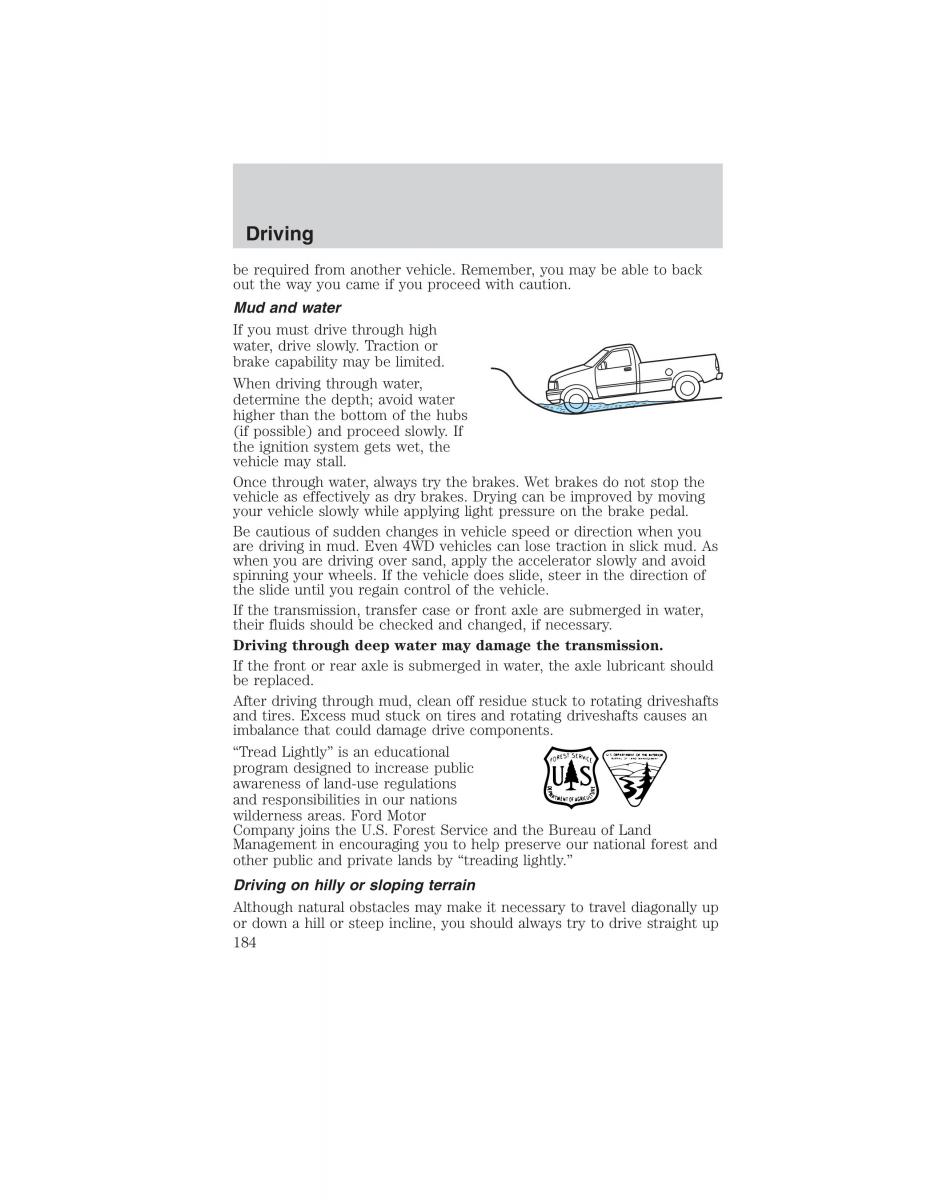 Ford Ranger Mazda B Series owners manual / page 184