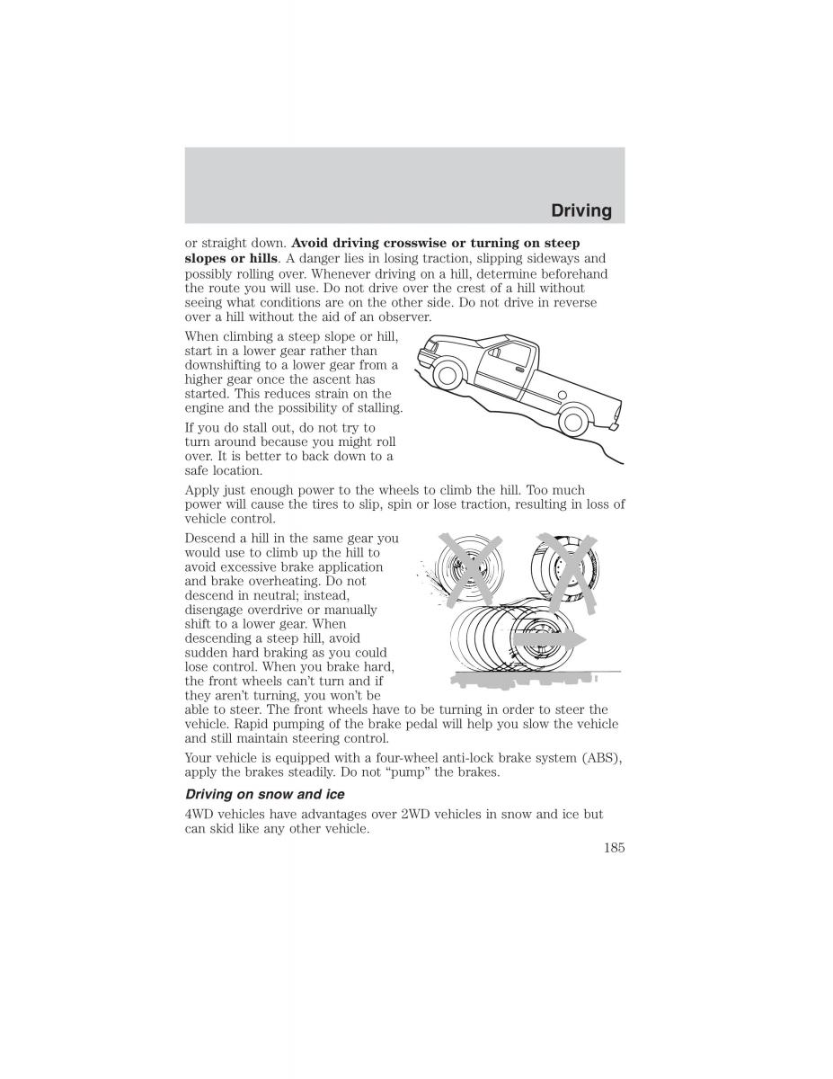Ford Ranger Mazda B Series owners manual / page 185
