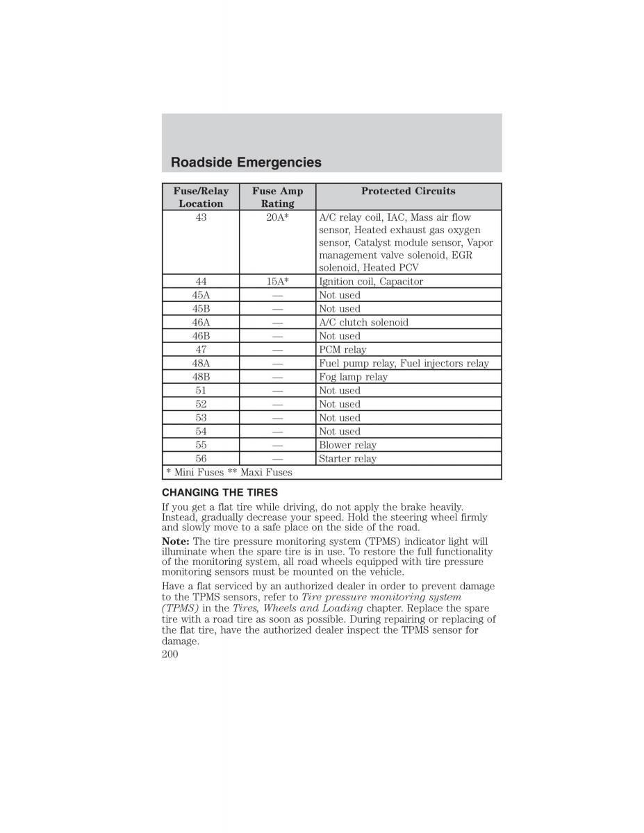 Ford Ranger Mazda B Series owners manual / page 200