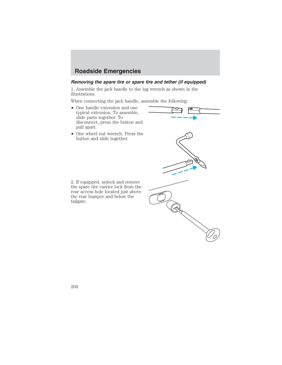Ford Ranger Mazda B Series owners manual / page 204