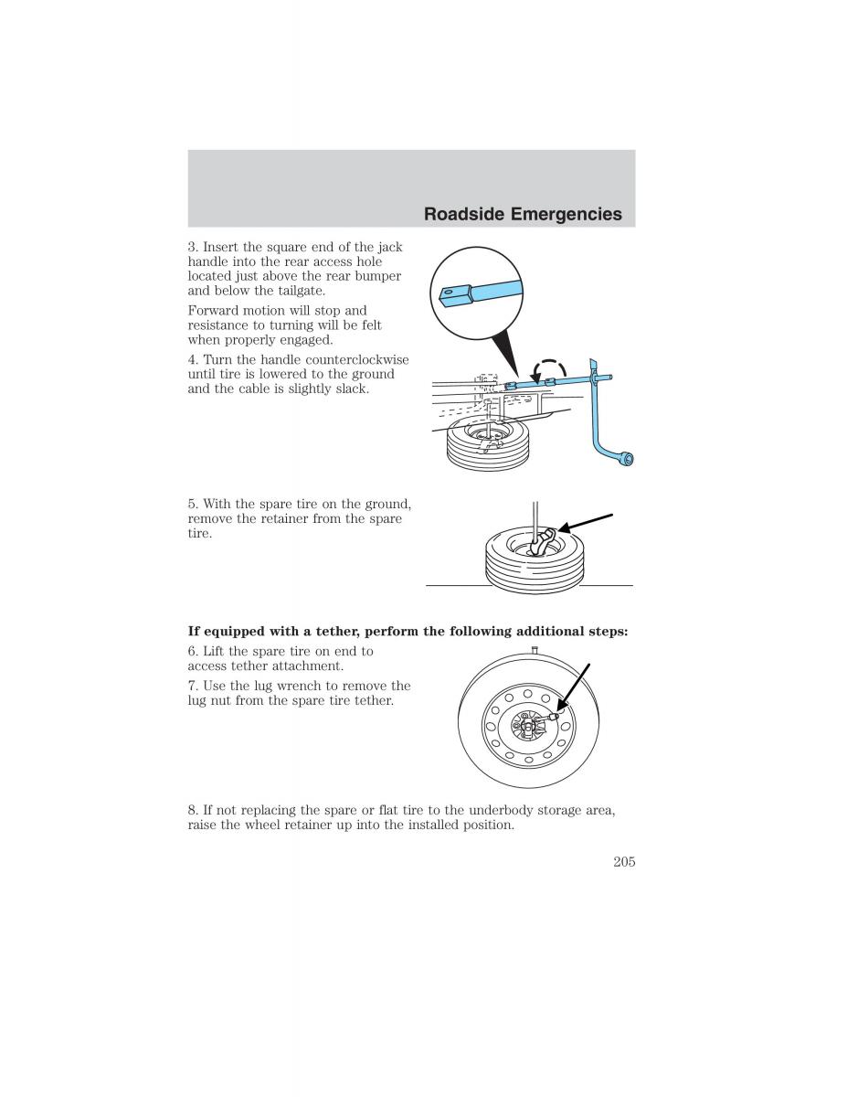 Ford Ranger Mazda B Series owners manual / page 205