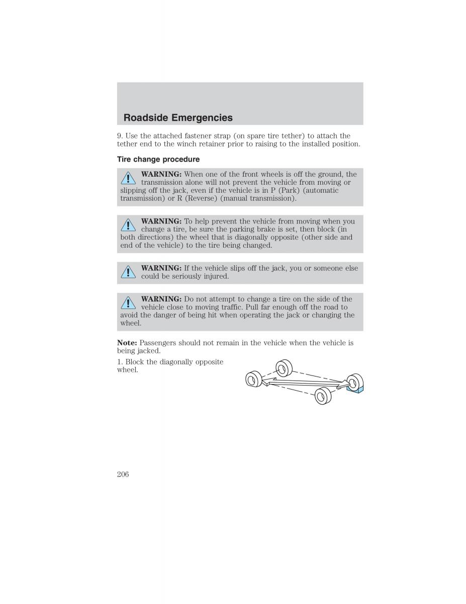 Ford Ranger Mazda B Series owners manual / page 206