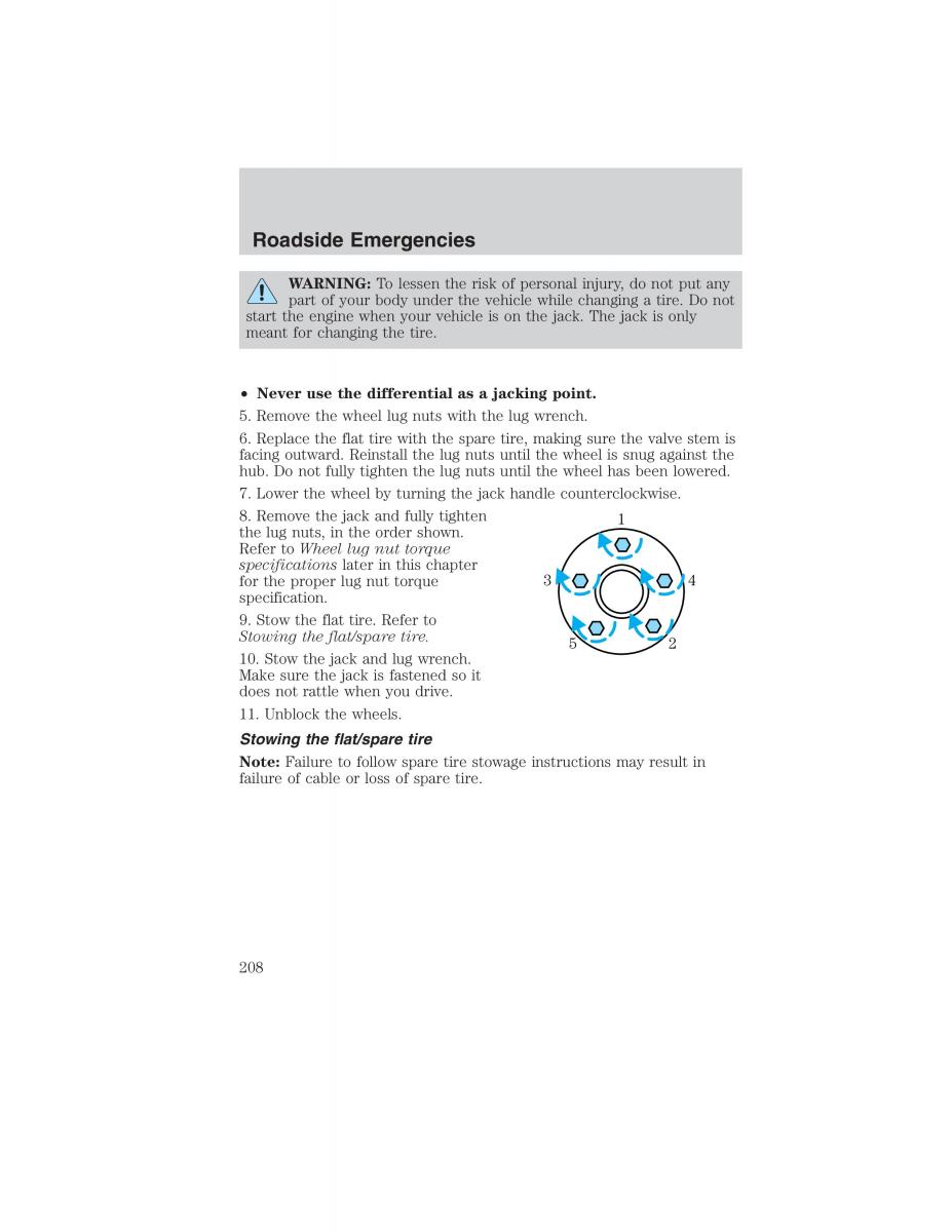 Ford Ranger Mazda B Series owners manual / page 208