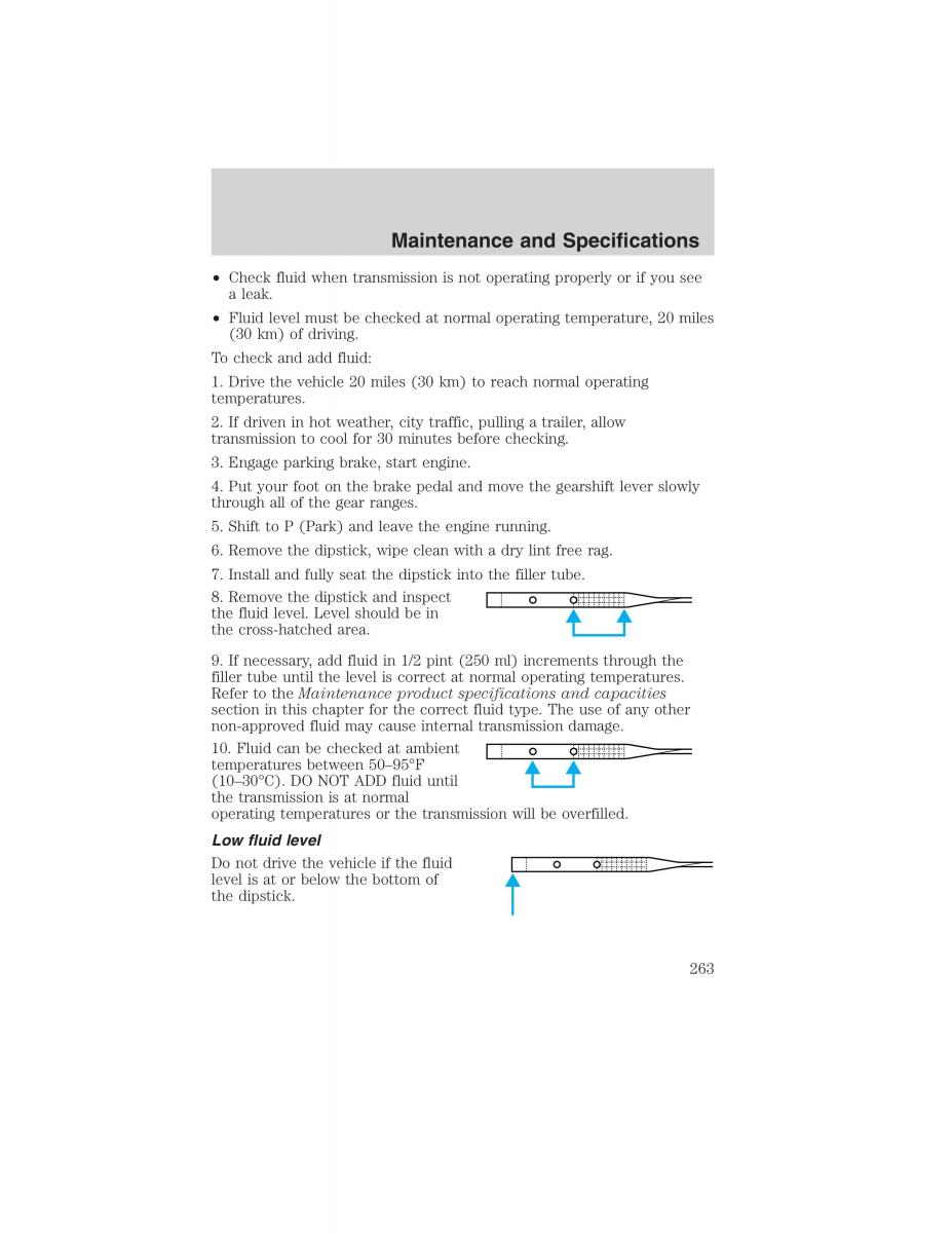 Ford Ranger Mazda B Series owners manual / page 263