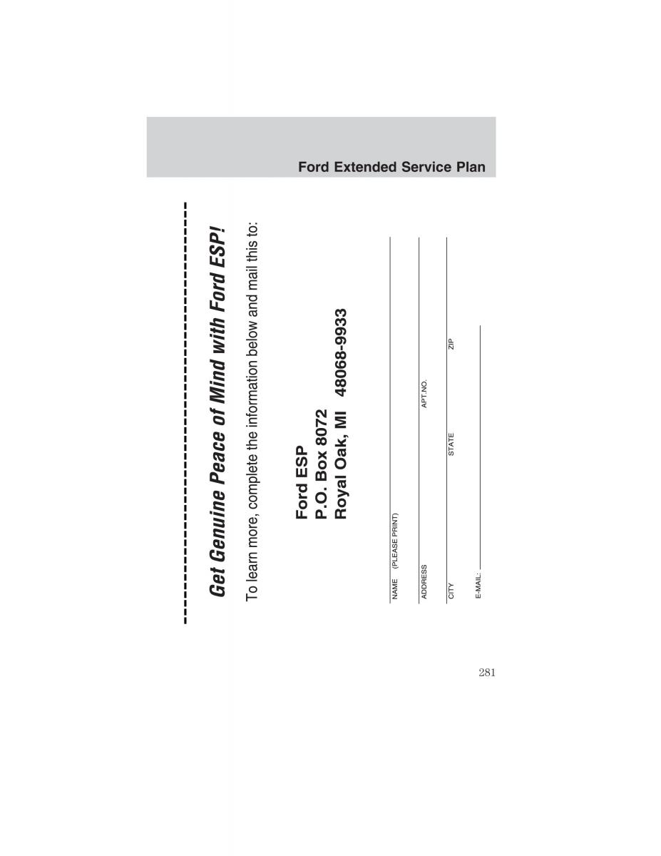 manual  Ford Ranger Mazda B Series owners manual / page 281