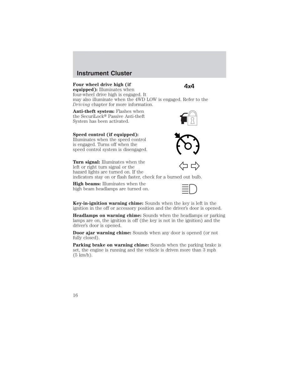 Ford Ranger Mazda B Series owners manual / page 16