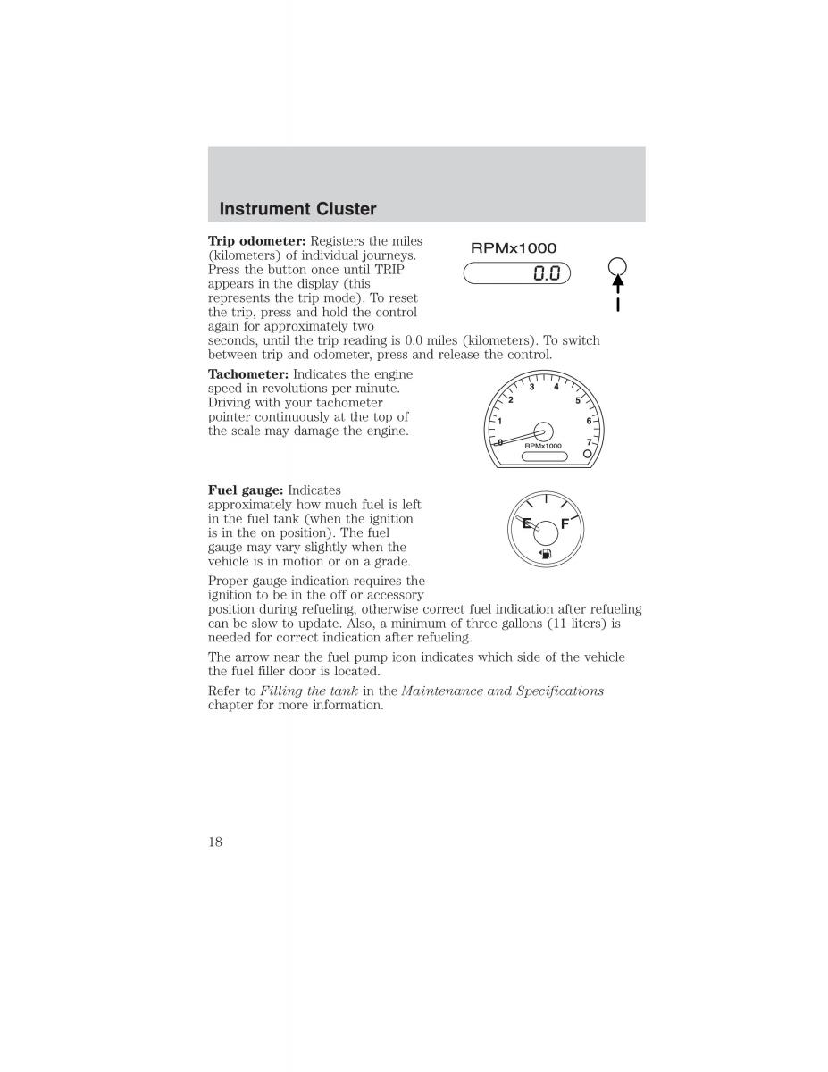 Ford Ranger Mazda B Series owners manual / page 18