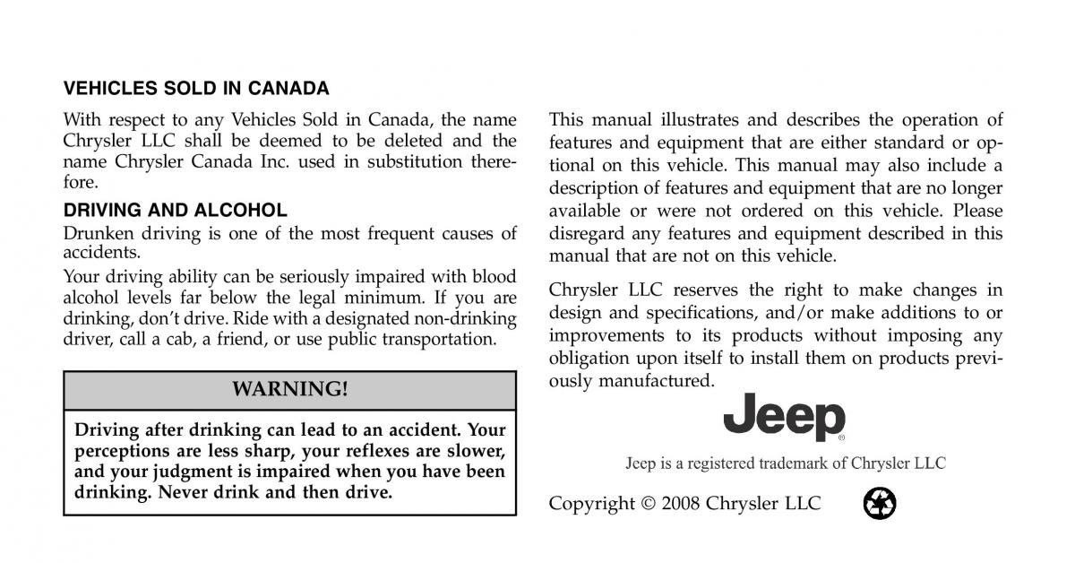 manual  Jeep Patriot owners manual / page 2
