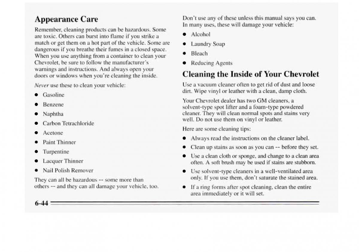 Chevrolet Monte Carlo V 5 owners manual / page 238