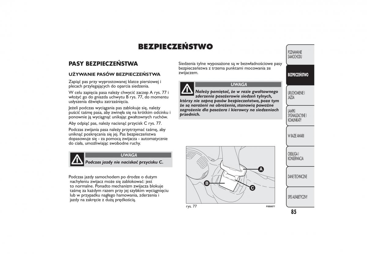 Fiat 500 instrukcja obslugi / page 88
