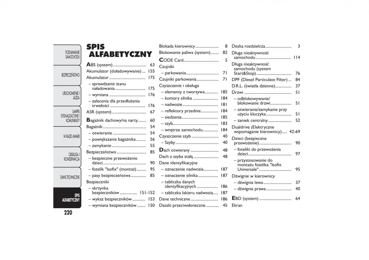 manual  Fiat 500 instrukcja / page 223