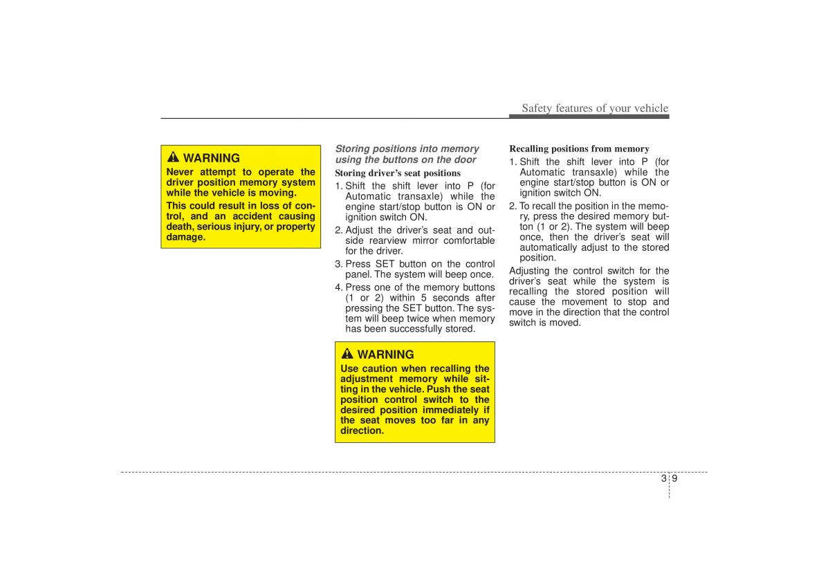 Kia Sorento II 2 owners manual / page 23