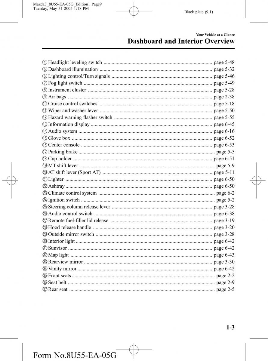 Mazda 3 I 1 owners manual / page 9