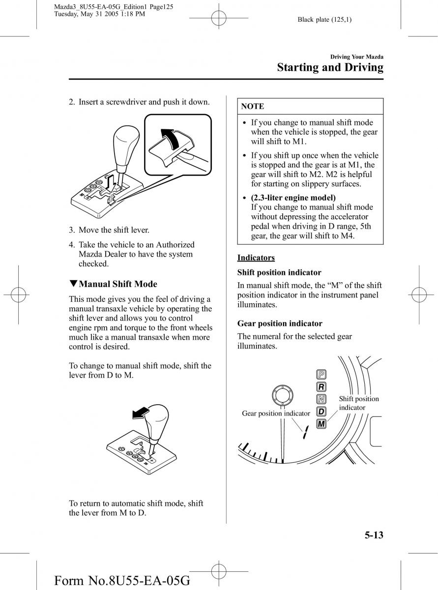 Mazda 3 I 1 owners manual / page 125