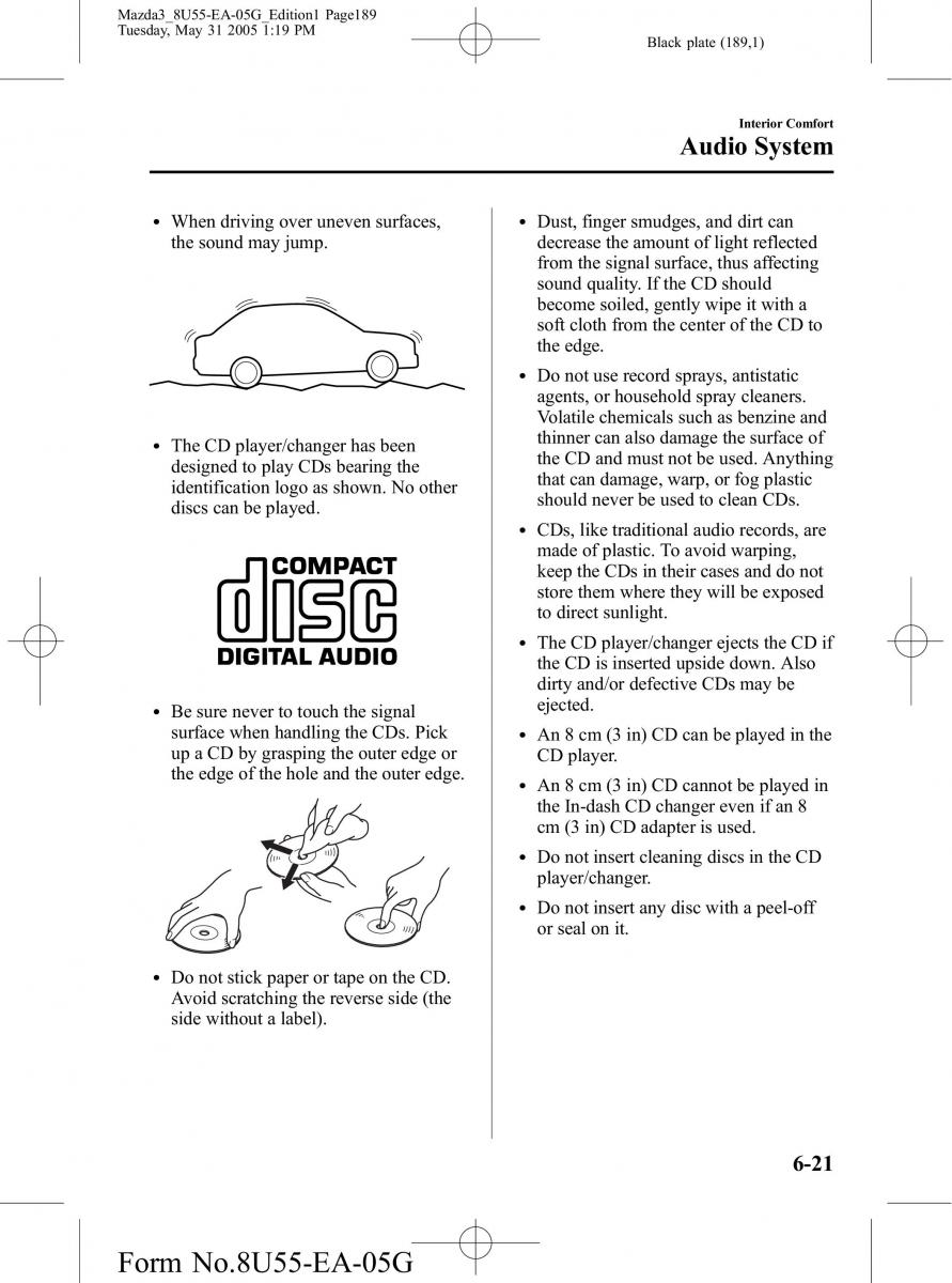 Mazda 3 I 1 owners manual / page 189
