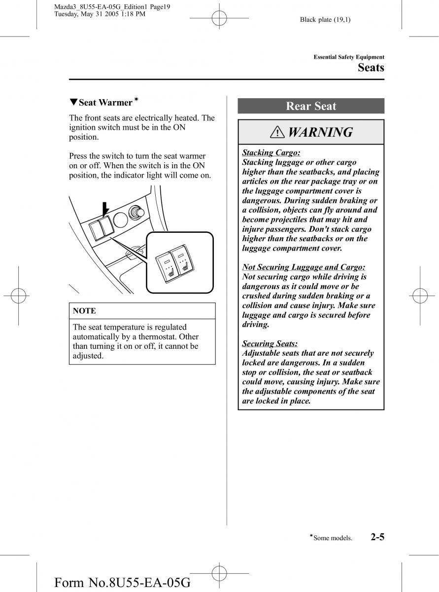 Mazda 3 I 1 owners manual / page 19